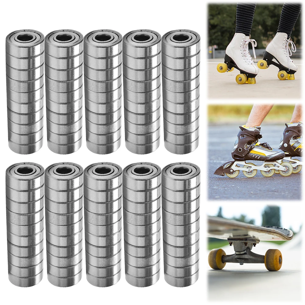 

100Pcs Ball Bearings Deep Groove Bearings Carbon Steel Miniature Bearings Sealed Bearings for Inline Skates Scooters