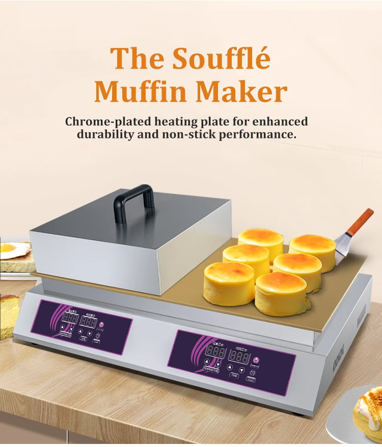 

Bakery Souffle Pancake Machine Digital Snack Machines Double Head Souffle Making Machine