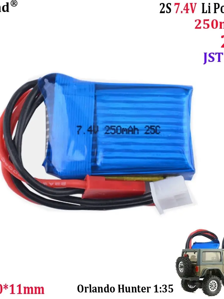 Batterie au lithium 7.4v pour Orlando Hunter 1:35 RC voiture d'escalade télécommandée 2s 250mah 25C micro piles de voiture moustique