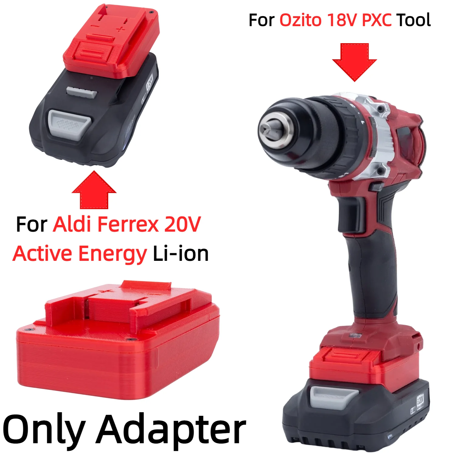Battery Adapter Converter for Aldi Ferrex 20V Active Energy Li-ion Battery To Ozito 18V PXC Electric Drill Tools Accessory