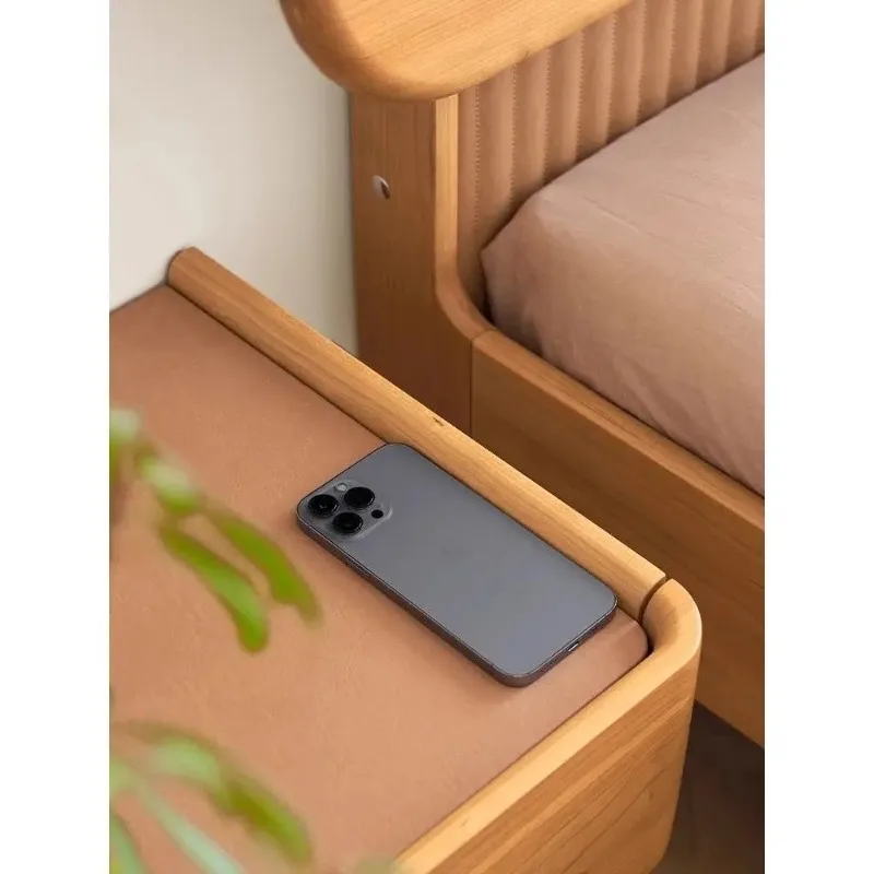 Full Solid Wood Bedside Table Multifunctional Cherry Wood Bedroom Wireless Charging Suspended Bedside Table