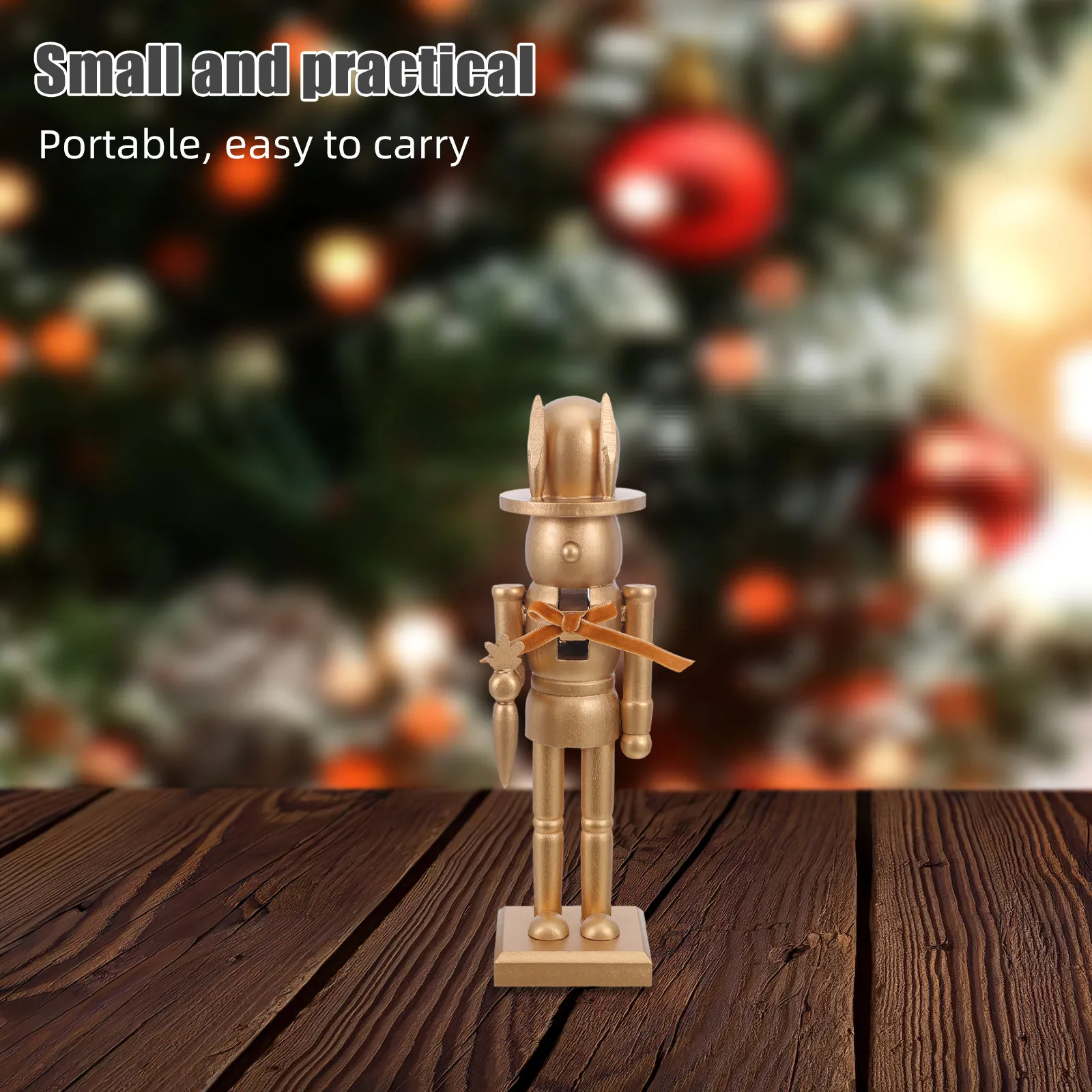 

Wooden Bunny Nutcracker Sculpture 26Cm Easter Decoration Spring Festival Centerpiece Nutcracker Soldier Ornament Home Party