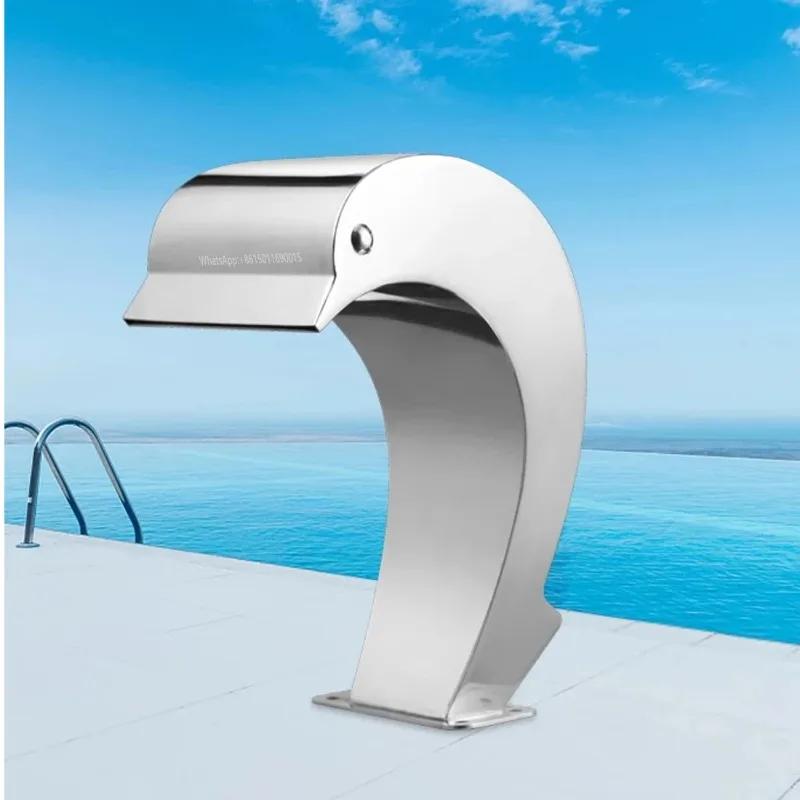 300x150mm High Quality 304 Stainless Steel Dolphin Indoor Waterfall Wall Swimming Pool Water Fountain Cascade Waterfall