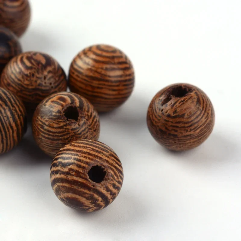 100pcs Natural Wood Beads Lead Free Round Dyed Coconut Brown 8mm Hole: 2mm