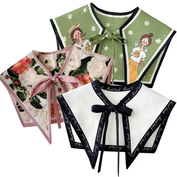 Xale colares falsos para mulheres destacável lapela camisa bowknots cachecol meninas vestido de verão colar falso neckwear capa corbatas