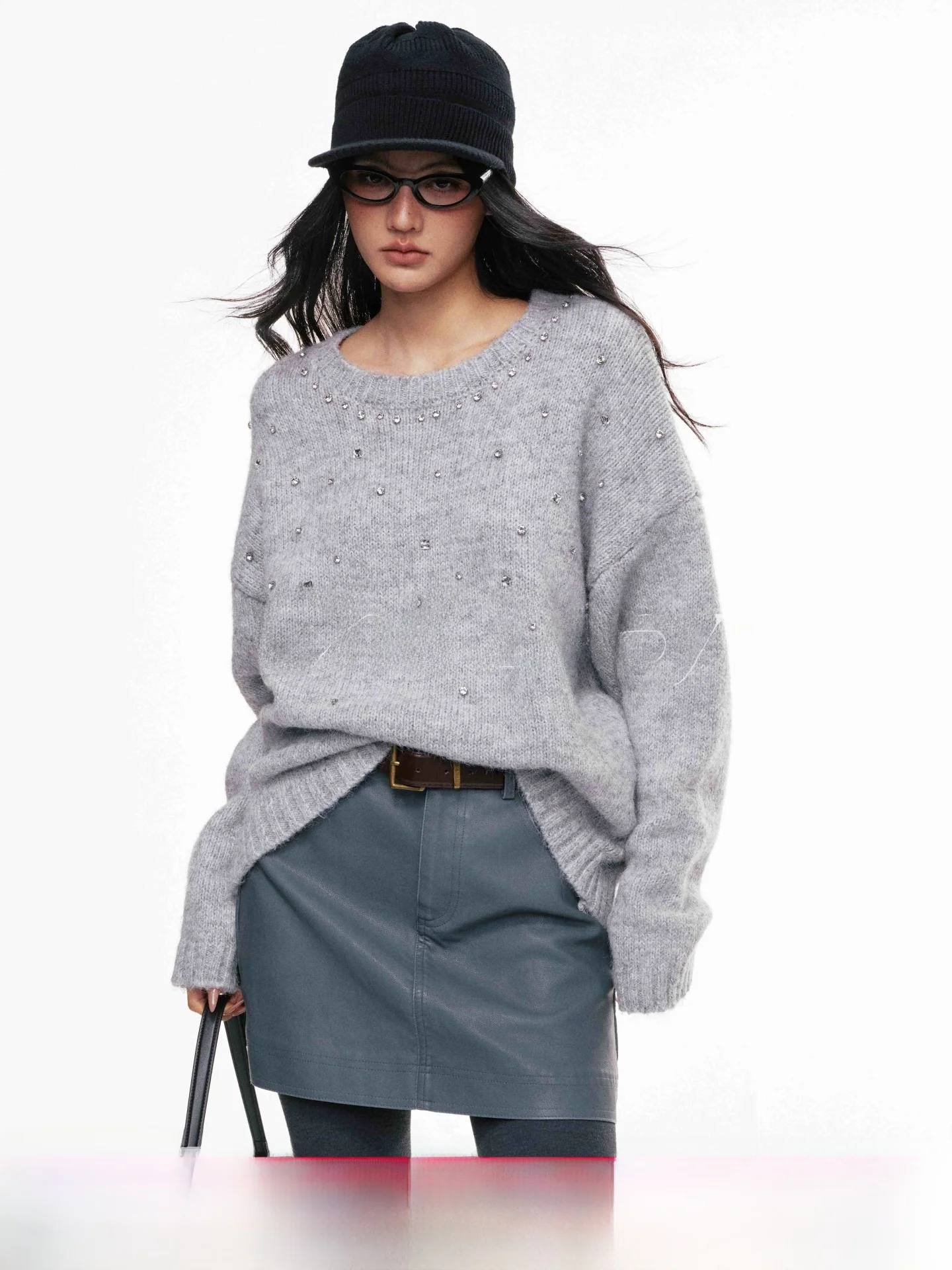 

CHILL ZOEY Повседневный женский трикотажный джемпер с длинным рукавом и круглым вырезом, свободного кроя, осенне-зимний топ из смесовой ткани (полиэстер, шерсть)