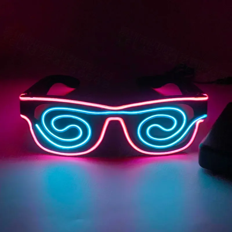 

10 шт. светодиодные светящиеся проволочные очки, светящиеся вечерние светильники, украшения DJ, костюм для ночного клуба, солнцезащитные очки, косплей, день рождения, свадьба