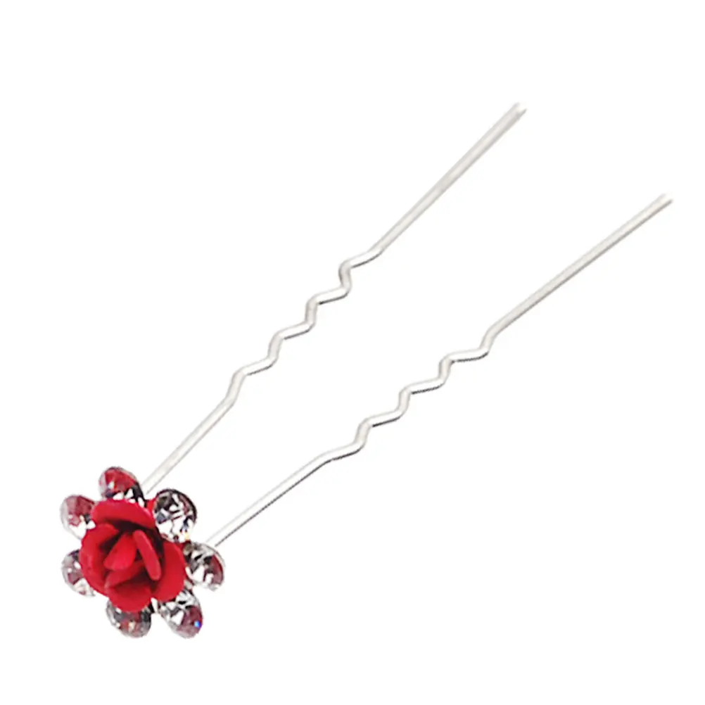 

12pcs Flower Hair Clips for Women Bridal Rhinestone Wedding Accessories U Shape Hair Daily Wear Styling Tools