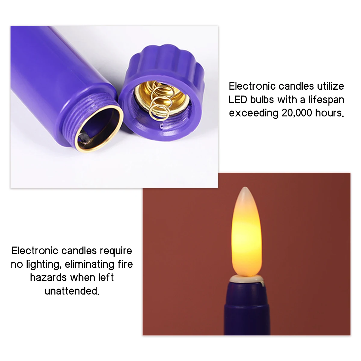 Paquete de 6 velas LED con mecha 3D, velas cónicas sin llama, velas artificiales parpadeantes, decoración de boda para el hogar y la cena con velas