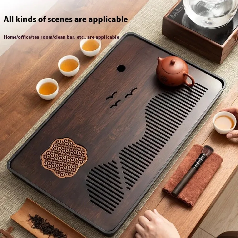 Bamboo Chinese Gongfu Tea Tray Drain Tea Tray Household Small Tea Table with Drainage Water Storage Dry Brewing Platform Tray