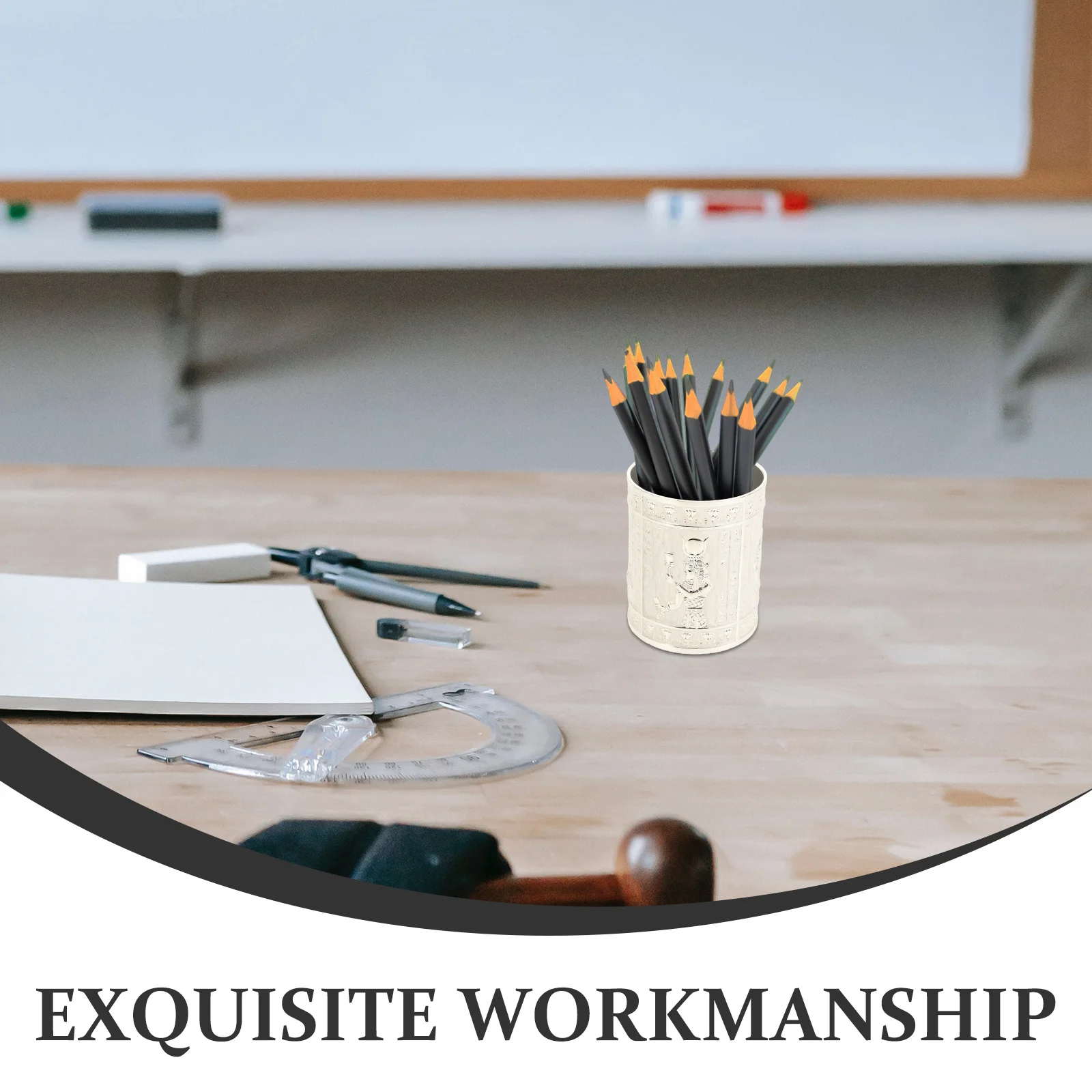 1 قطعة تمثال الله المصري حامل قلم خمر منظم سطح المكتب المعدني لمكتب غرفة الدراسة القرطاسية الحاويات فرشاة قلم رصاص #6