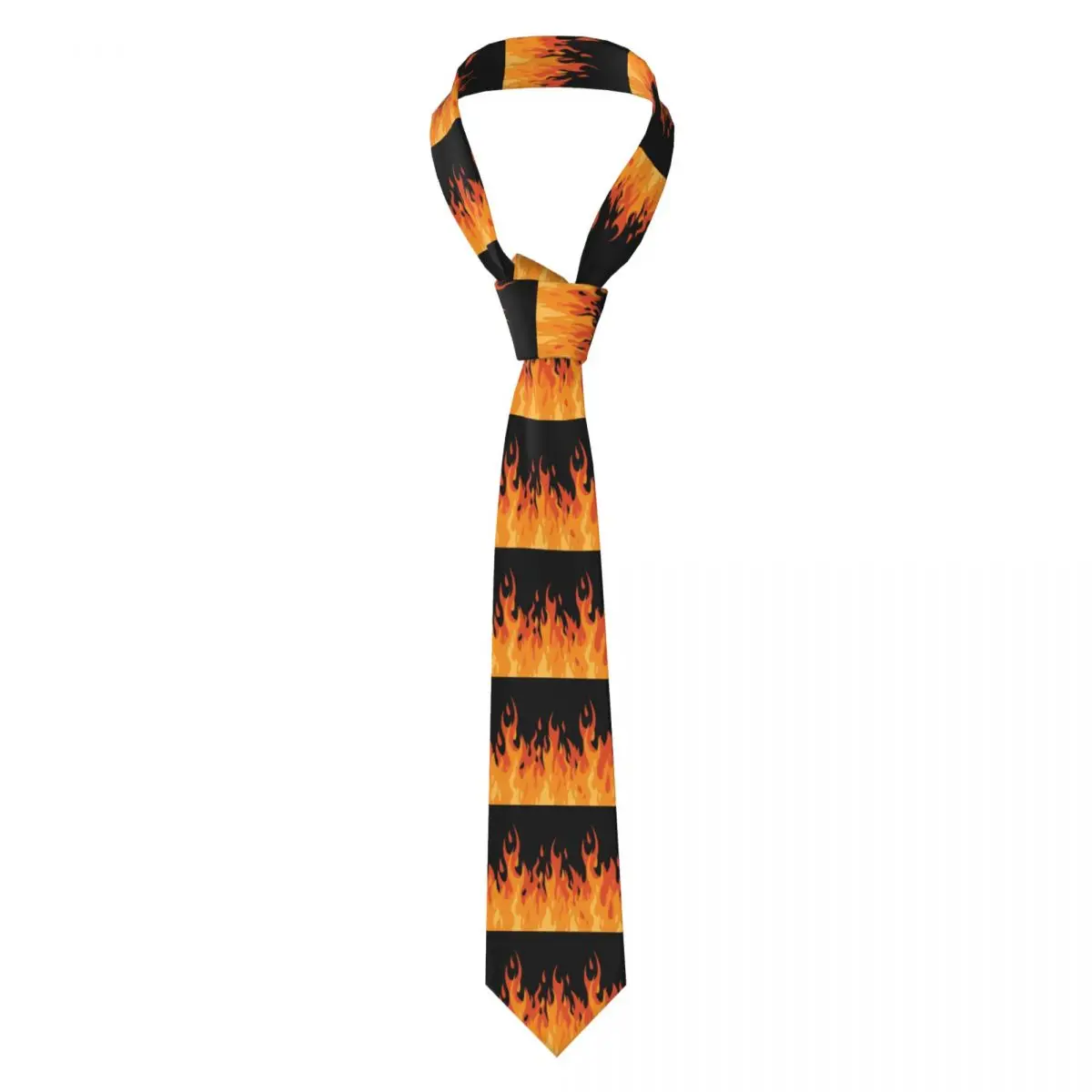 Custom Big Fire Orange Flames Tie Men Vintage Burning Flame Cravat For Father's Day