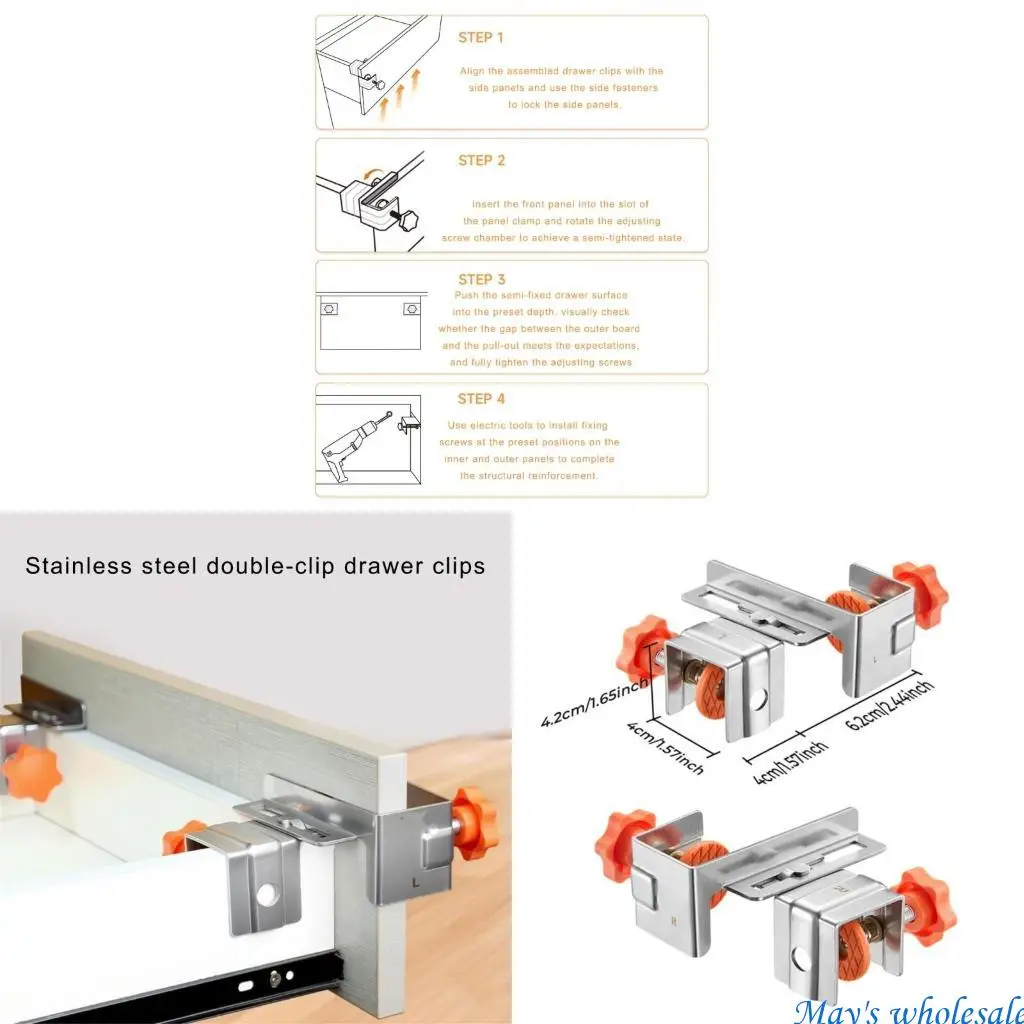 

1Pair Drawer Panel Installation Clip For Furniture Front Panel Positioning Mount 448A