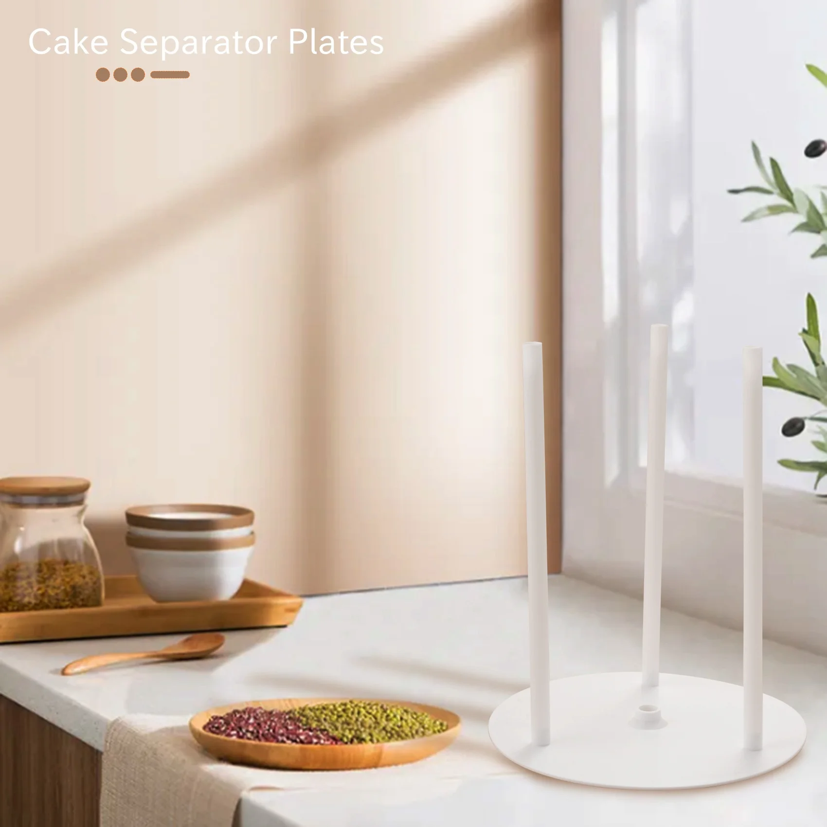 CYCLI-36 Pieces Plastic Cake Dowel Rods Set 20 Pieces White Cake Sticks Support Rod And 4 Pieces Cake Separator Plates