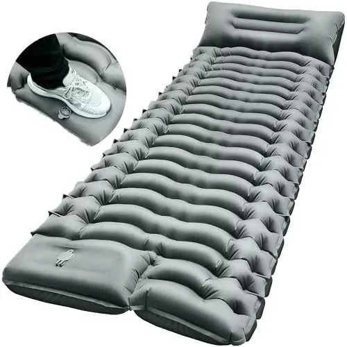 Ultra-Light EVA Inflatable Camping Mattress Integrated Foot Pump Logo Foam Blanket Beach Picnics Travel Adventures