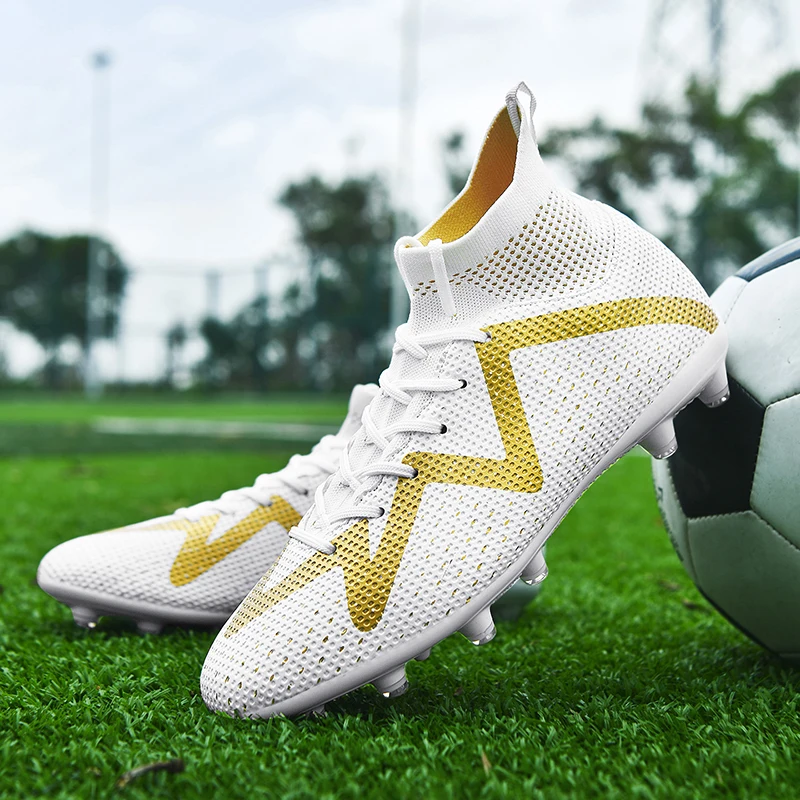 

Мужские футбольные бутсы, противоскользящие уличные футбольные бутсы для тренировок на траве, дышащие футбольные бутсы на шнуровке, легкая спортивная обувь с длинными шипами для мужчин