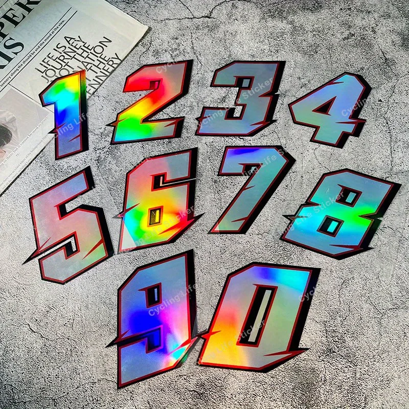 

1PC Laser Motorcycle Number Sticker Waterproof DIY Motorbike Fuel Tank Fairing Scooter Bicycle Decoration Refit Vinyl Decals
