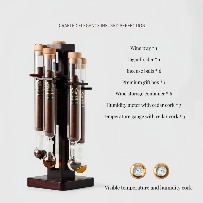 

Five rotate tube cigar Sealed Glass Tube Cigar Moisturizing for Multiple Scents Fragrance Balance Cigar Care Accessory gift box