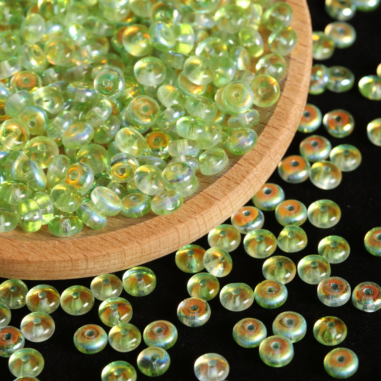 3x6mm Transparent AB Iridescent Aurora Glass Flat Wheel Abacus Beads Loose Spacer Beads For DIY Handmade Jewelry Making - view 6