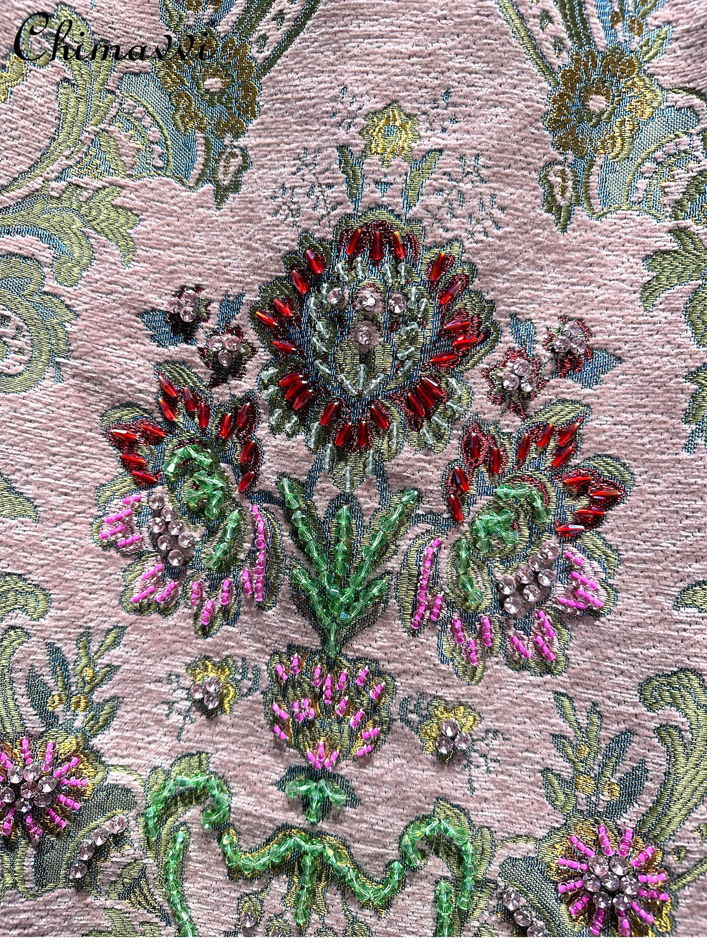 Robe débardeur en Jacquard à perles lourdes, sans manches, haut de gamme, Vintage, col rond, élégante, courte, nouvelle collection automne 2025