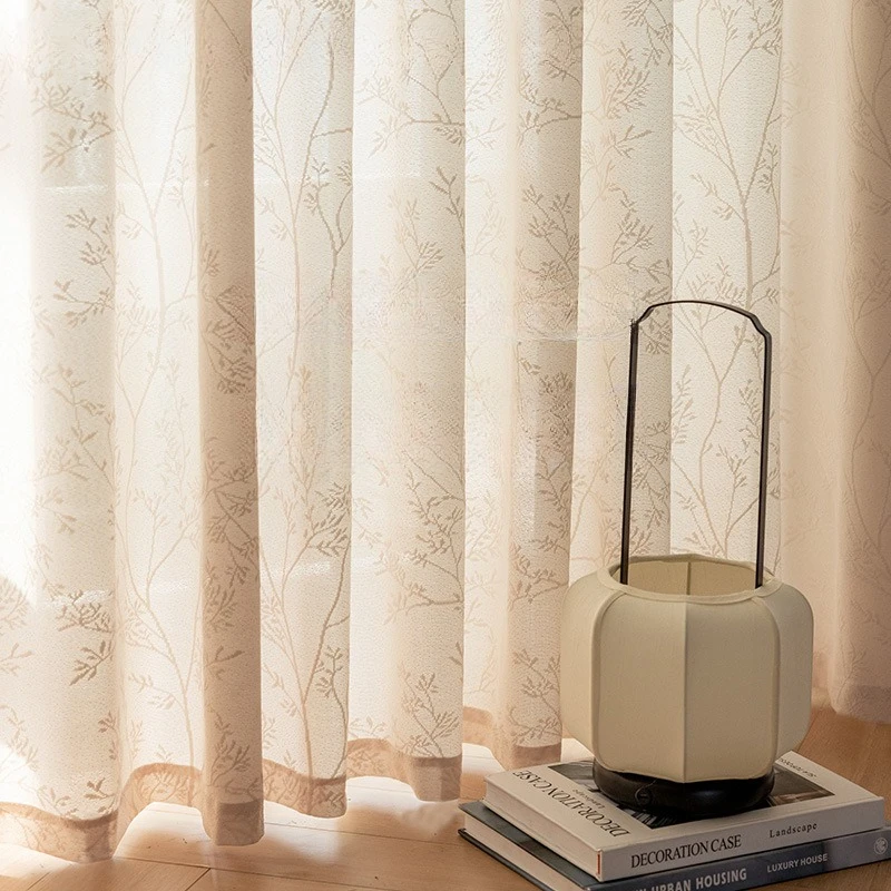 Japanese Style Sun Protection Insulated Mirror Veil Light-transmitting Opaque People Study Balcony Cream Color Luxury Curtain
