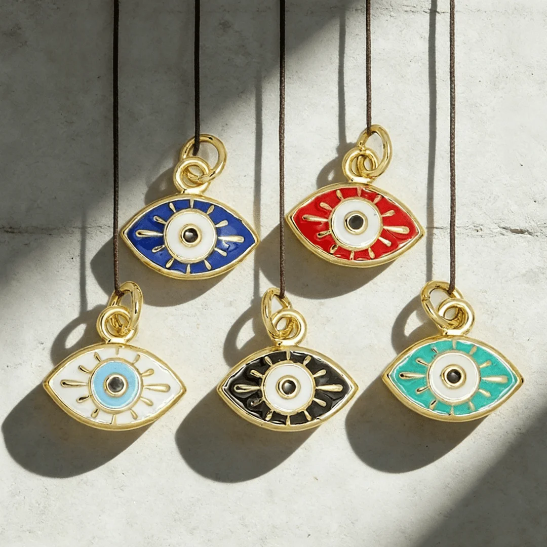 

4Pcs Pendants Sparkling Brass Cubic Zirconia Enamel Evil Eye Charms for DIY Jewelry Necklace Bracelet Fashion Amulet Accessories