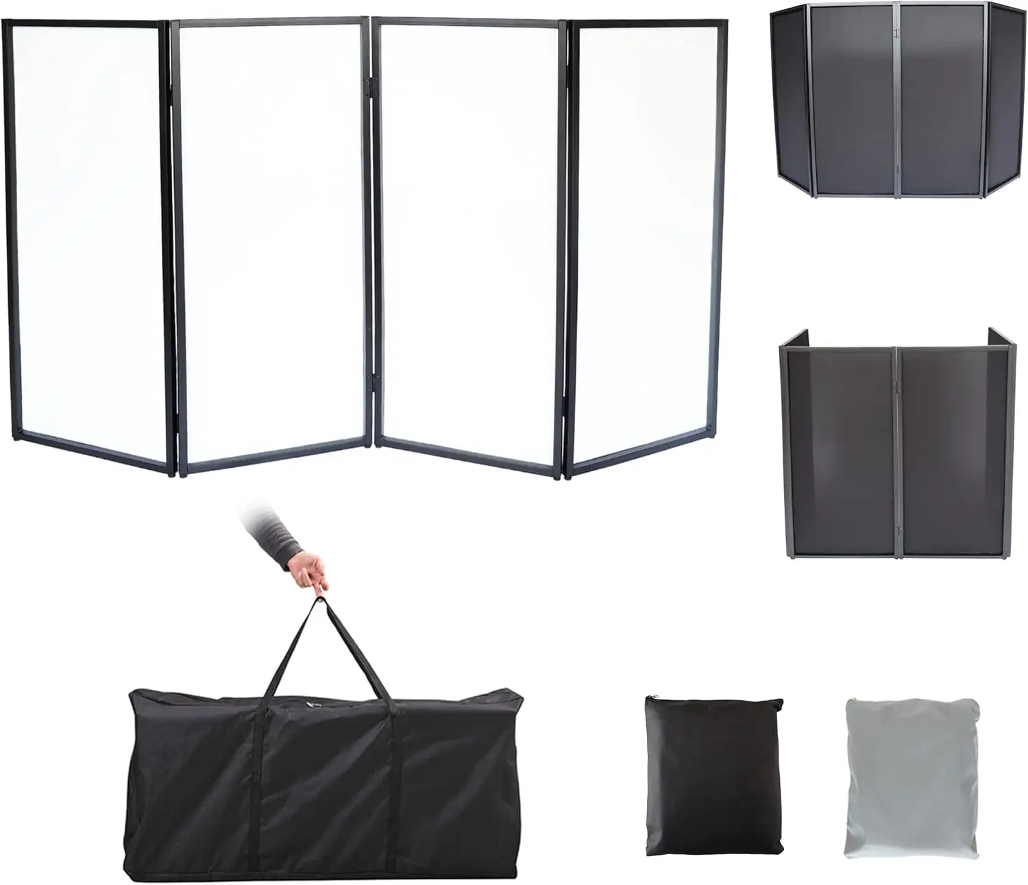 

DJ Facade DJ Booth White Black w Carry Bag Portable DJ Event Facade Foldable Cover Screen Front Board Video Light Projector