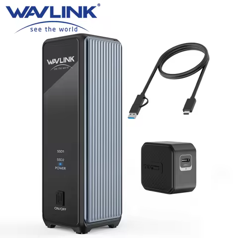 WAVLINK Dual M.2 NVMe SSD Enclosure USB3.2 Gen 2x2 20Gbps PCIe M Key &amp; BSupport UASP &amp; Trim RAID 0 Up to 16TB OTG Compatible