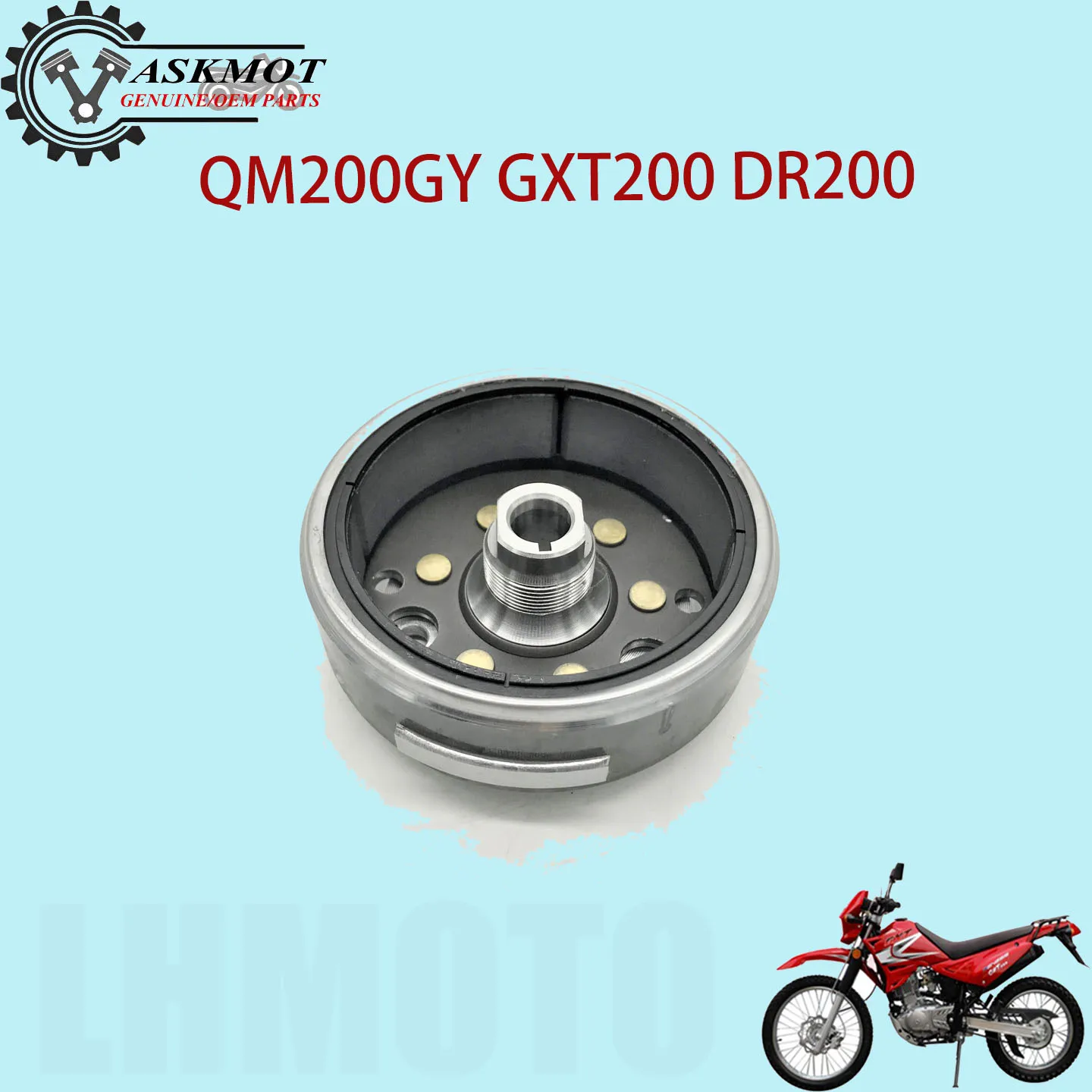 Rotor de volante de bobina de estator de Motor magnético de motocicleta para Qingqi QM200GY GS200 GTX200 DR200 200cc piezas de Motor