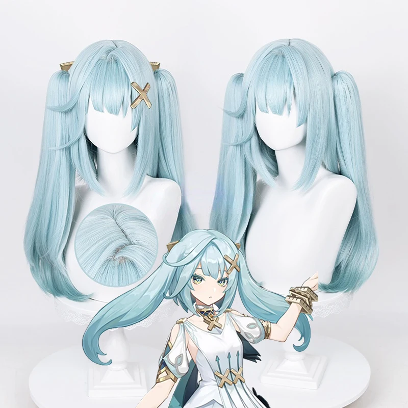 

Game Anime Faruzan Cosplay Azure Heat Resistant Synthetic Wigs Long Halloween Costume Props Hair Wigs + Wig Cap