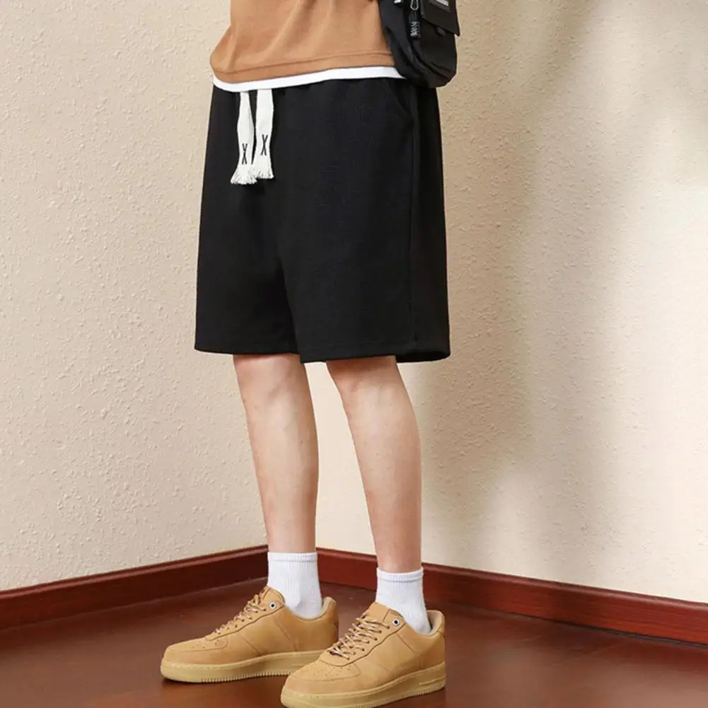 2024 New Summer Solid Color Minimalist Oversized Versatile Casual Loose Fitting High Waisted Thin Five Point Suit Pants for Men