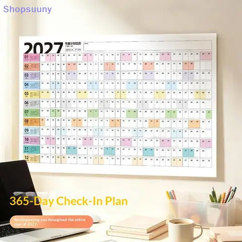 [SU]2027 Full Year Wall Calendar Blank Writing Blocks Daily Planning Scheduling Memorandum[SU]