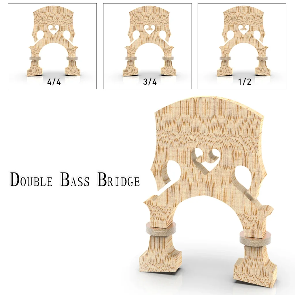 High Quality Natural Dried AA Grade Maple Wood w/ Nice Pattern Adjustable 4/4 3/4 1/2 Upright Bass Bridge For Double bass