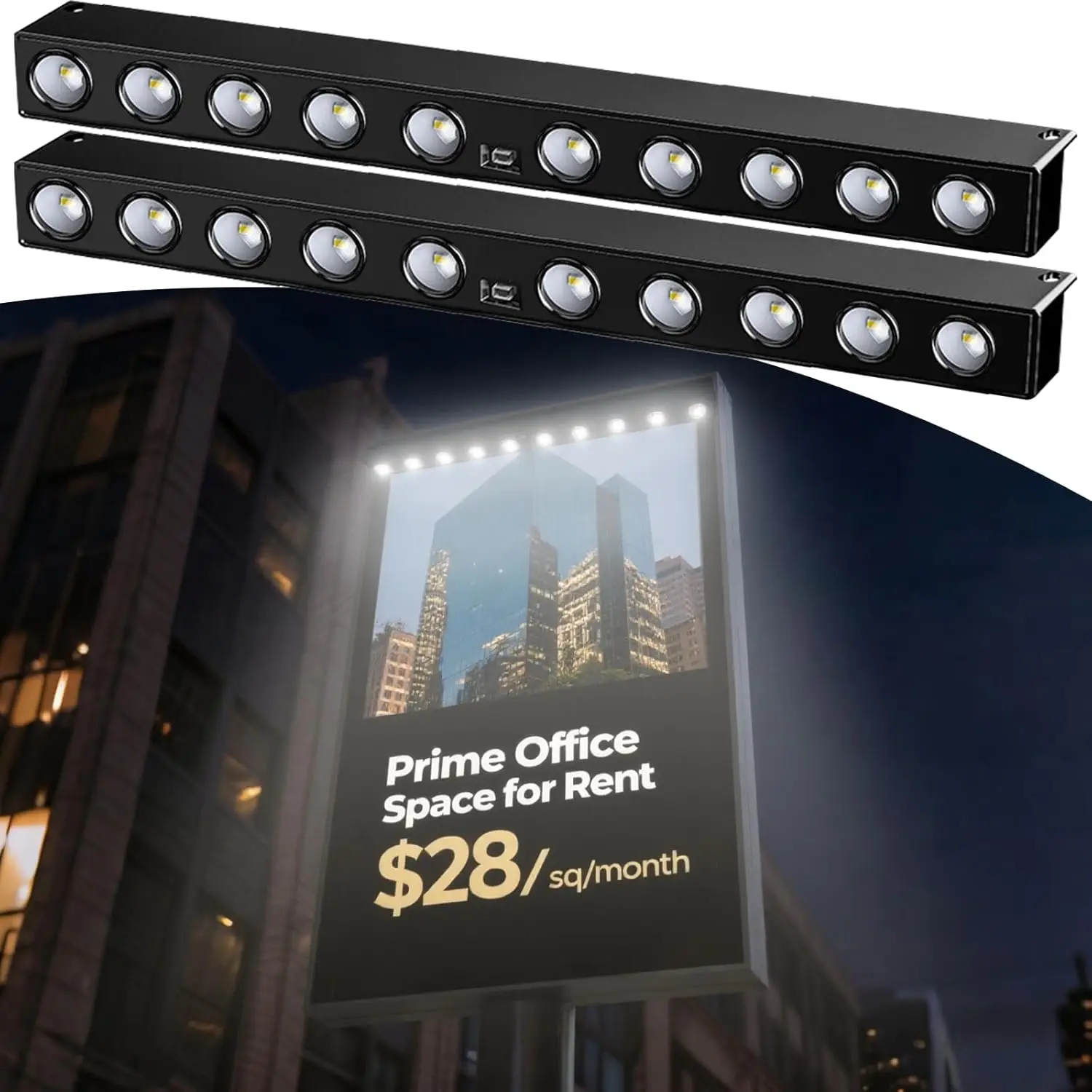 

Solar Sign Light, 2-Pack Outdoor Wall Lamp with Auto On/Off & Charging, for Billboard & Fence Lights