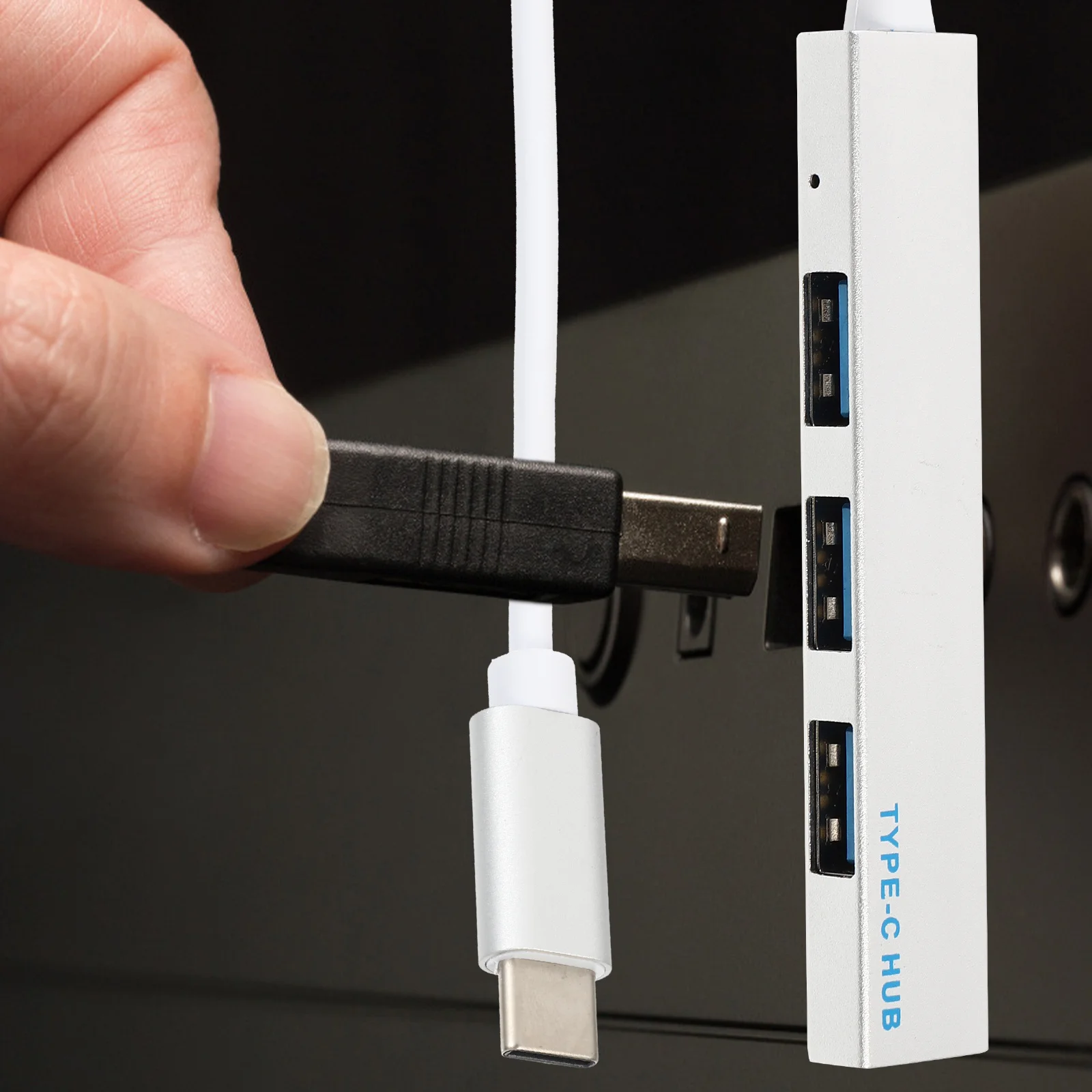 

1Pcs USB Type- Aluminum Alloy 4 Port Usb2.0 Expansion Transfer Adapter Multi-Port USB Splitter for Laptop and Pc