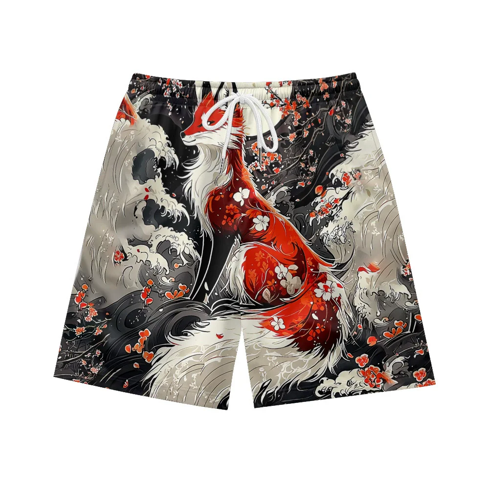 

Мужские пляжные шорты с гавайским 3D японским узором, быстросохнущие спортивные шорты для отдыха на открытом воздухе, модные мужские шорты