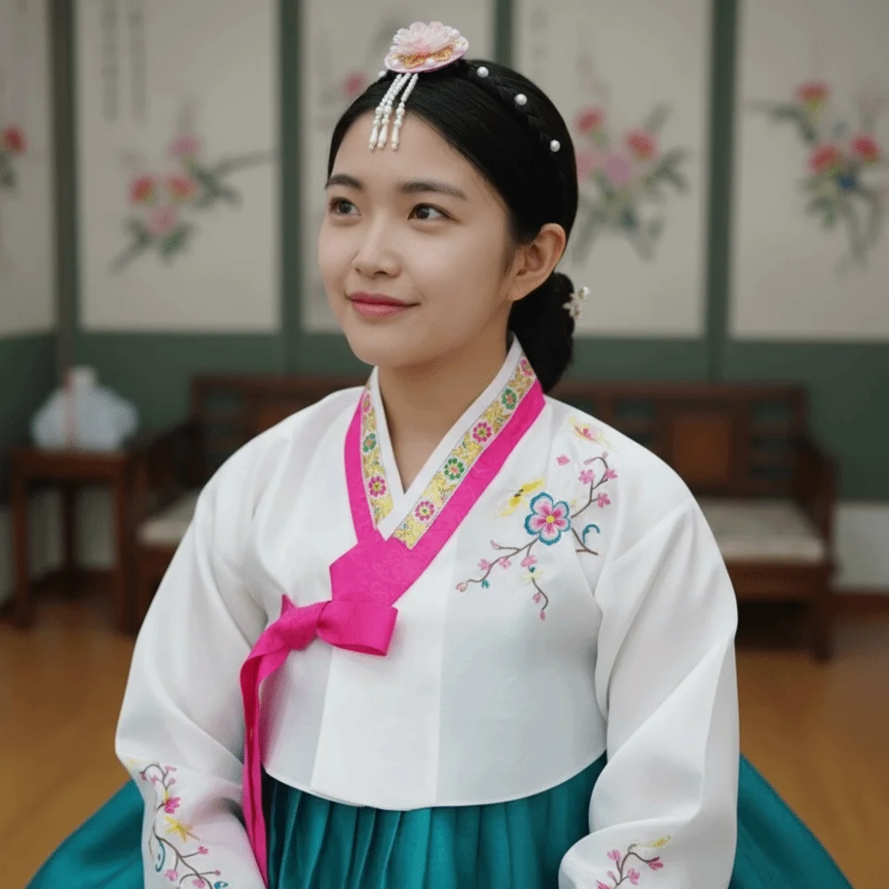 

Fashion Flower Korean Headband Pearl Tassels Hanbok Hairband Headdress Traditional Stage Dance Hair Hoop Wedding