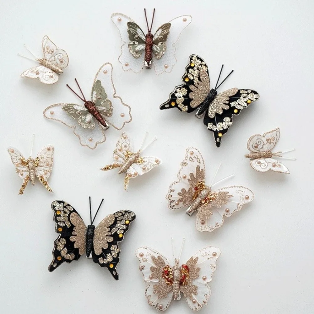 

5-7cm Butterfly Christmas Decoration Colorful Plastic Feather Christmas Tree Decorations Handmade with Clip