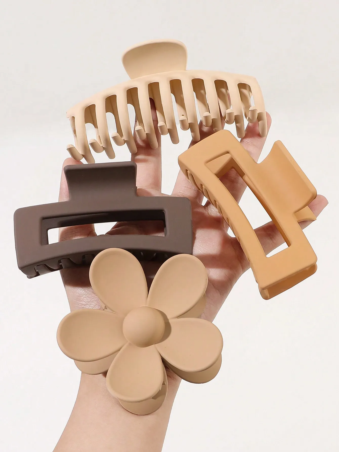 4 Stück klassische schwarze Haarklammern in verschiedenen Stilen, Blumenquadrat, große Haarnadeln, rutschfeste Haar-Accessoires für Frauen, dickes Haar – Detail 12