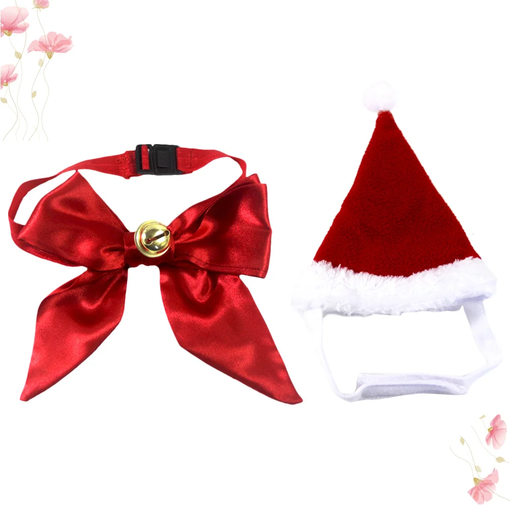 

Hat Necktie Set Costume Party Outfit Adjustable Pet Accessories Dog Christmas Collar Dog Party Hat Christmas Pet Necktie