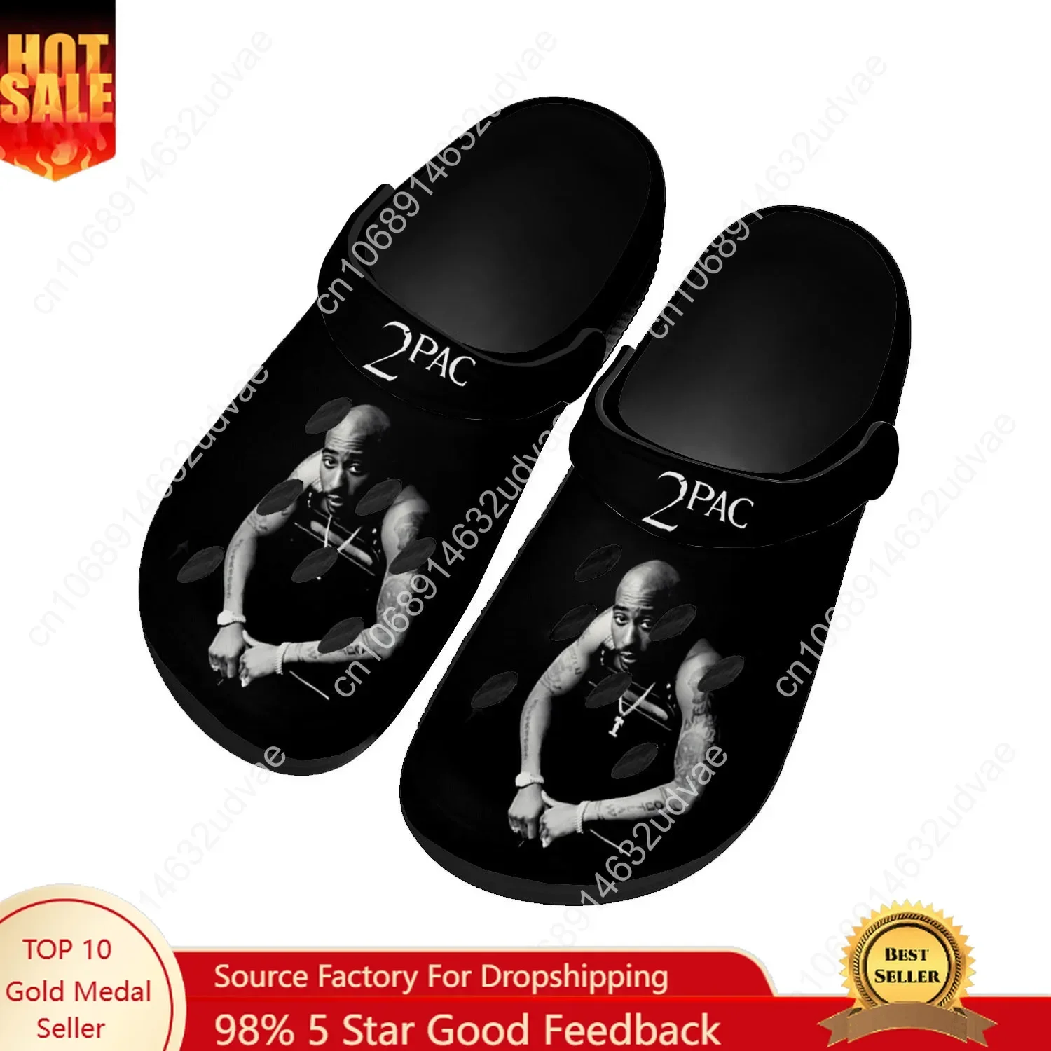 

Tupac Shakur Water Shoes Mens Womens Comfortable Fashion Home Garden Clogs Customizd Sandals Beach Breathable Hole Slippers
