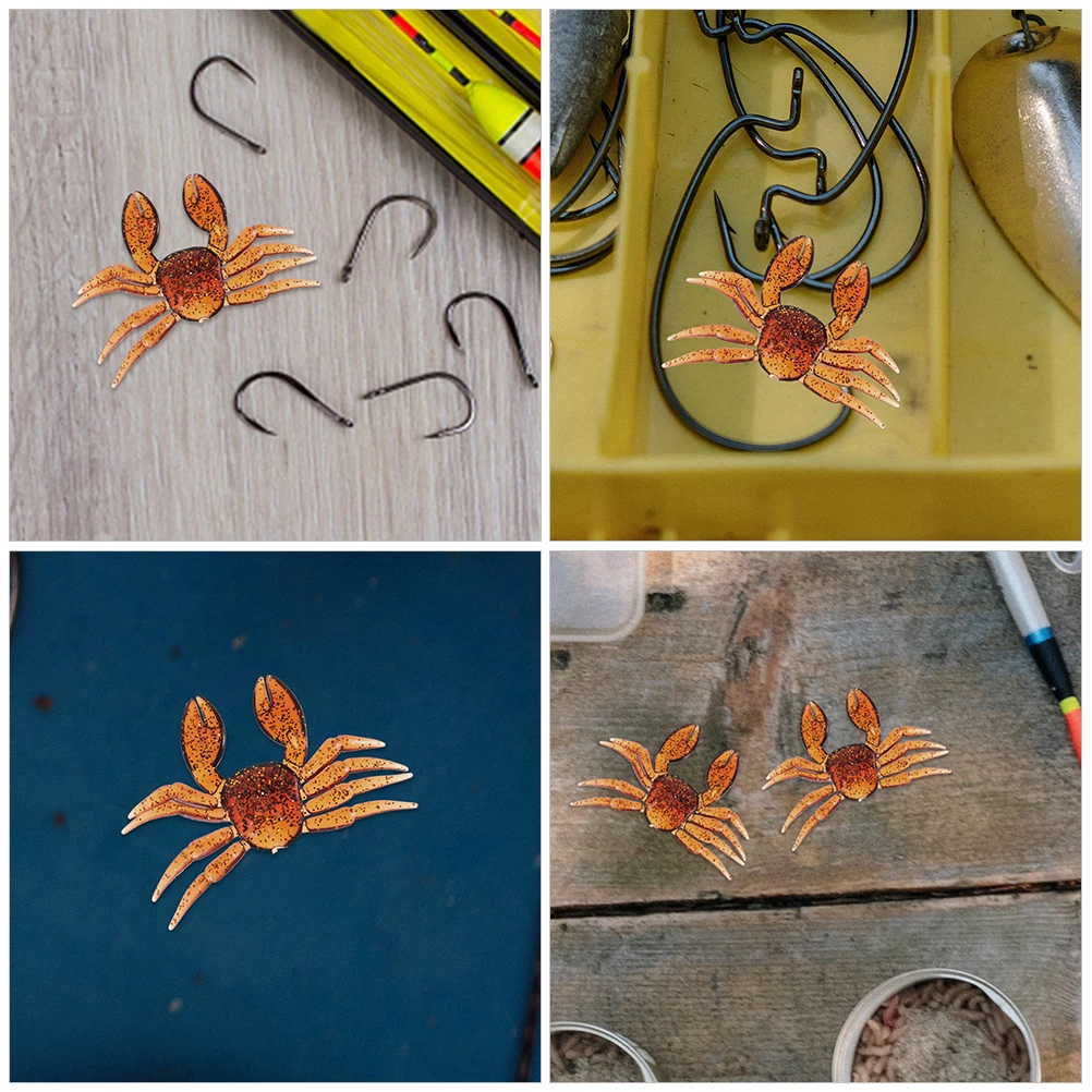 

6pcs Crab Simulation Bait Soft Plastic Fishing Tackle Fake Lure Artificial Baits for Bass Pan Fish Portable PVC Reusable