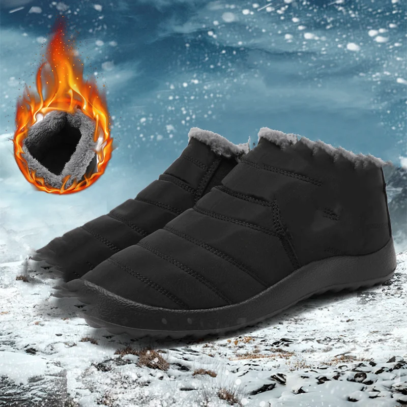 Stivali da neve da uomo Peluche Nuovi stivaletti caldi per uomo e stivali impermeabili Scarpe invernali da donna Mantieni calde scarpe piatte da uomo unisex