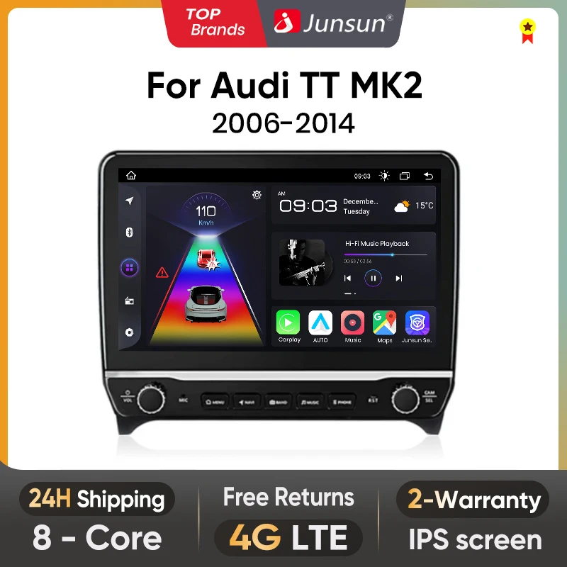 Junsun PX9 For Audi TT MK2 2006-2014   Car Radio Multimedia Navigation 2 din Android 2din Autoradio CarPlay Stereo