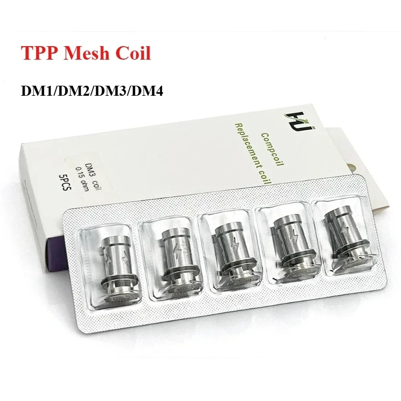 

5pcs/pack TPP Coil DM1 DM2 DM3 DM4 Mesh Coils 0.15ohm 0.2ohm 0.3ohm for Drag 3/Drag X Plus/Drag S X Pro Vape E-Cigarette