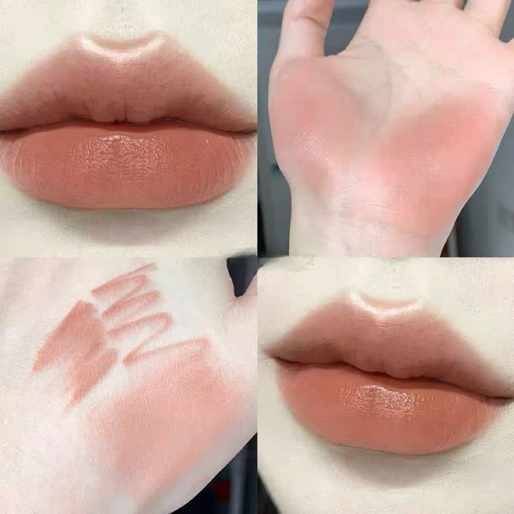 Lip Shadow Liner ปากกา Matte ลิปสติกฐาน Silver Tube กันน้ํา Lasting Lip Contouring Non-stick Cup Lipliner ดินสอพร้อมแปรง