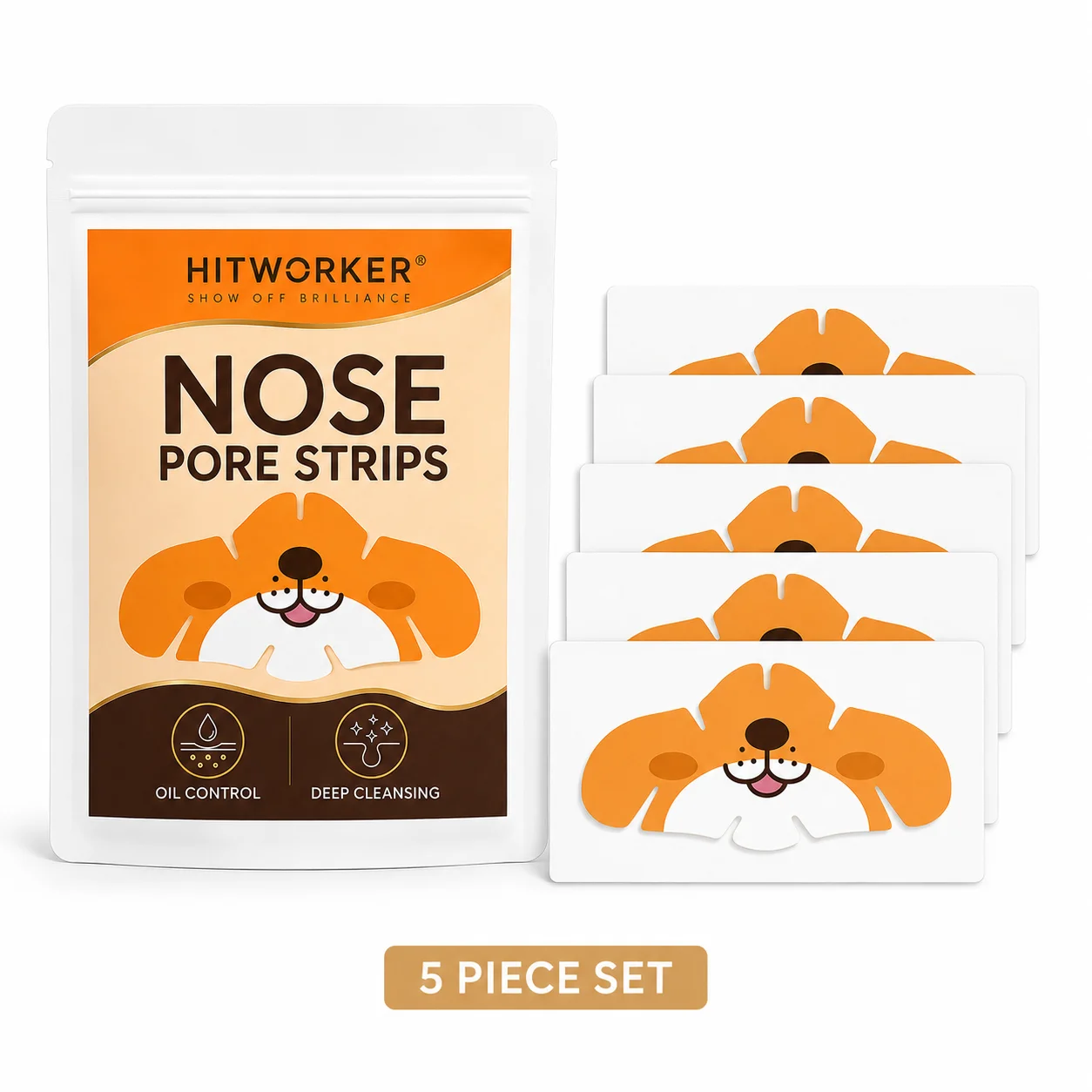 5PCS Cartoon Hydrocolloid Nose Patches, Cute Dog Design Flexible Nose Beauty Patches with Protective Cover & Easy Peel