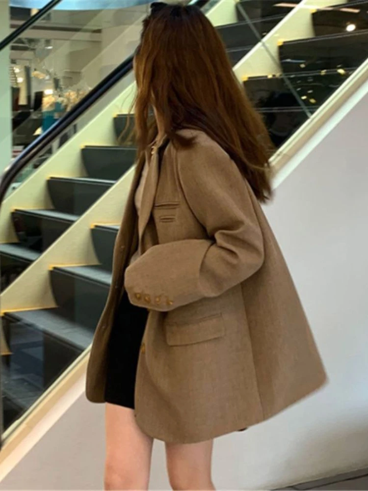 Abito da donna retrò alla moda coreana da ufficio, manica lunga, monopetto, sensazione di fascia alta, giacca casual di quest'anno