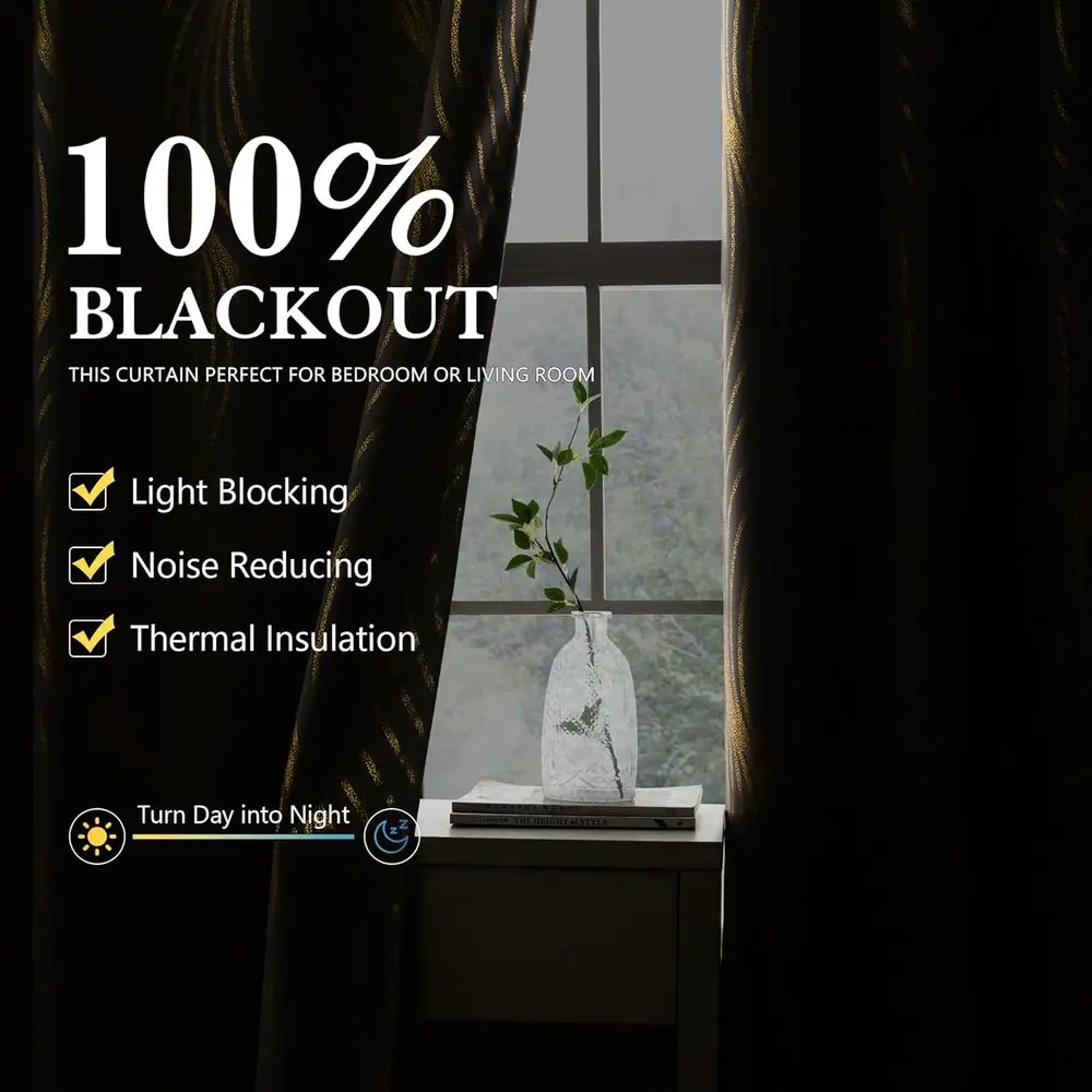 84 tende a pois ondulati in oro grigio con isolamento termico per camera da letto, tende da soggiorno in oro metallizzato a 2 pannelli con passacavo