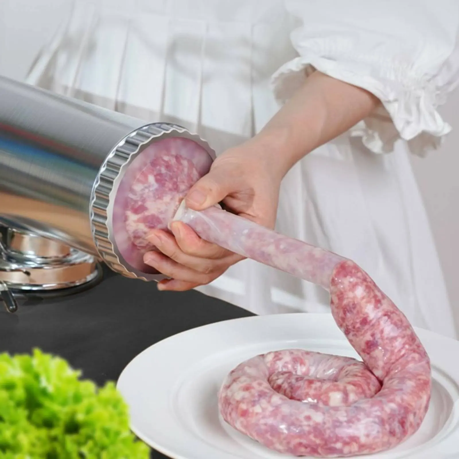 Manual Sausage Stuffer Long-Lasting Aluminum Sausage Stuffer Meat Stuffing Machine Detachable Food Prep Tool 3 Nozzle Tubes